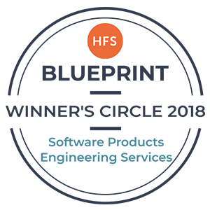 Winner's Circle in HFS Research's Software Product Engineering Services 2018 Report Badge